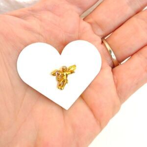 Guardian Angel pin Gold and Rhinestone Tie Pin